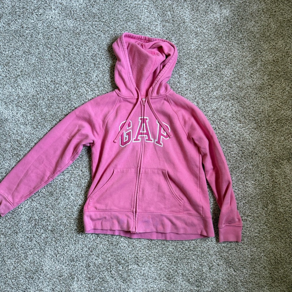 GAP Pink Hooded Zip-Up Fleece Jacket